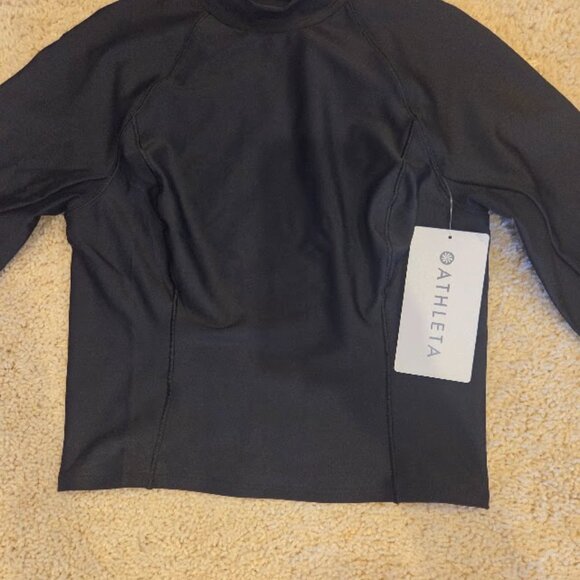 Athleta Interval Mock Neck Top Long Sleeve - Black Size XS - New with Tags - Picture 2 of 7